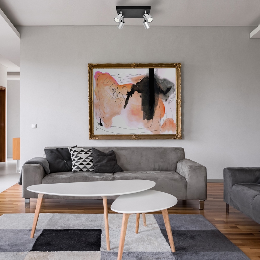 LED Bodové svítidlo TUNE 4xGU10/4,8W/230V matný chrom/černá