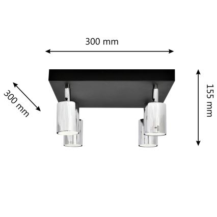 LED Bodové svítidlo TUNE 4xGU10/4,8W/230V matný chrom/černá