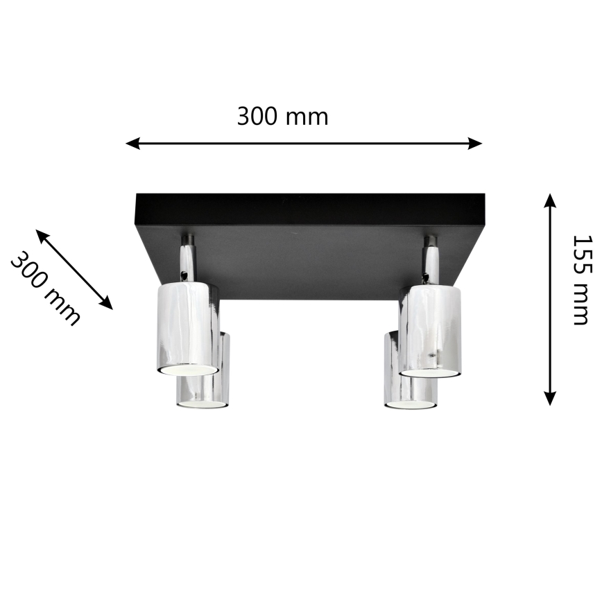 LED Bodové svítidlo TUNE 4xGU10/4,8W/230V matný chrom/černá