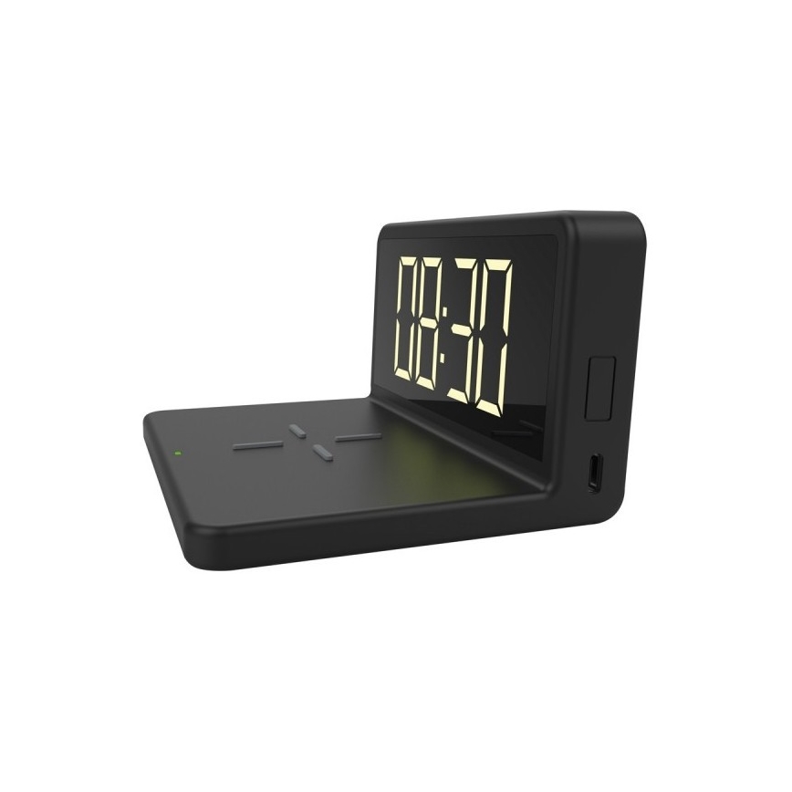 LED Budík s bezdrátovou nabíječkou LED/10W/230V