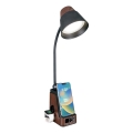 LED+CCT Stmívatelná stolní lampa s bezdrátovým nabíjením QI IDEAL LED/8W/230V 2700/4000/5000K hnědá