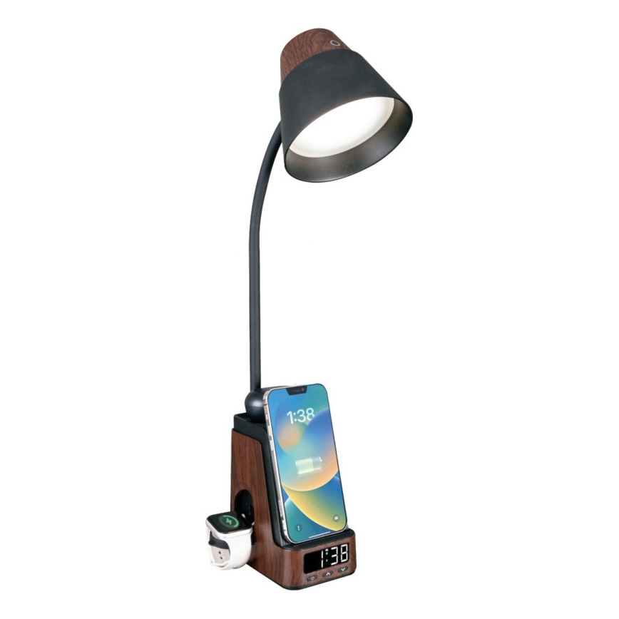 LED+CCT Stmívatelná stolní lampa s bezdrátovým nabíjením QI IDEAL LED/8W/230V 2700/4000/5000K hnědá