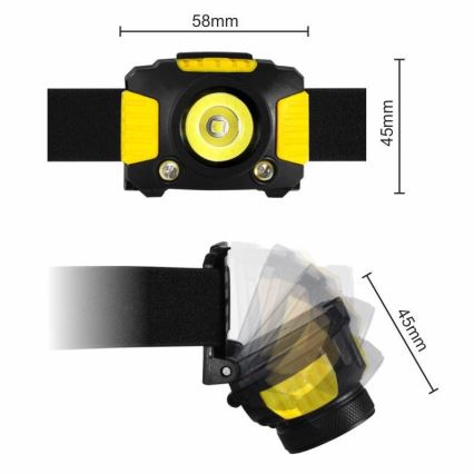 LED Čelovka 2xLED/5W/3xAAA + LED/3W