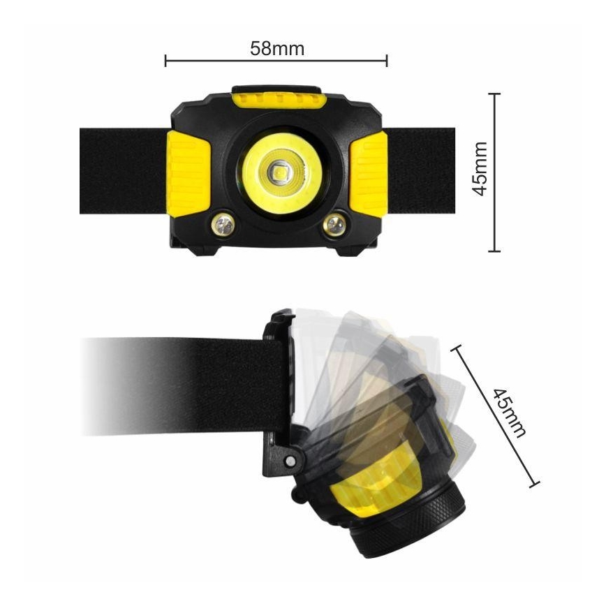 LED Čelovka 2xLED/5W/3xAAA + LED/3W
