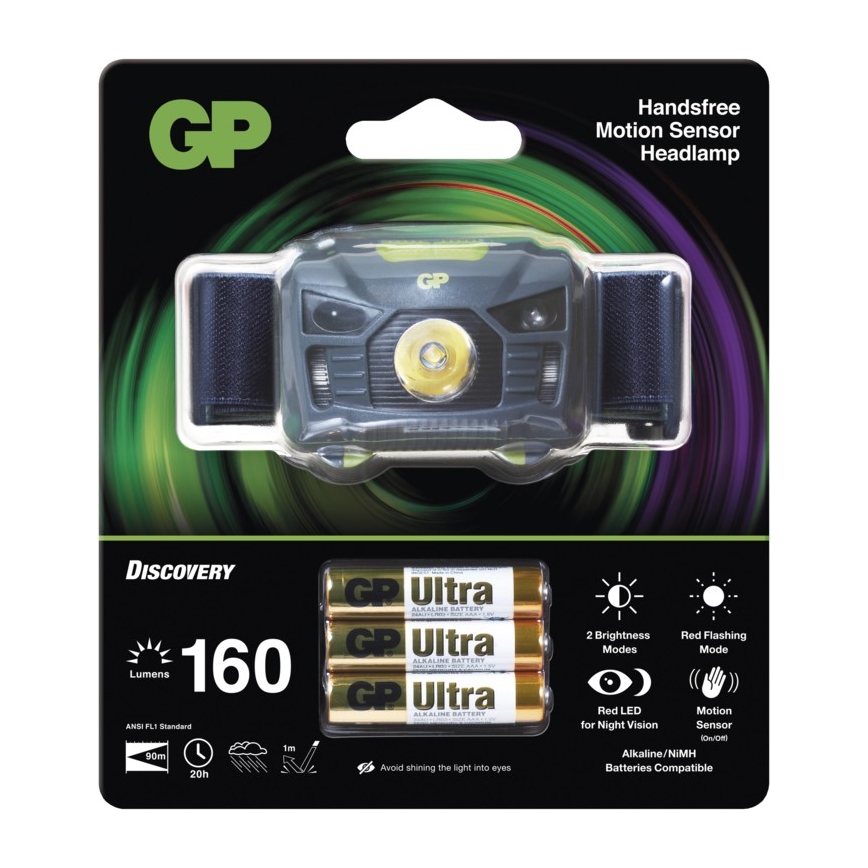 LED Čelovka GP DISCOVERY CH34 2xLED/3xAAA