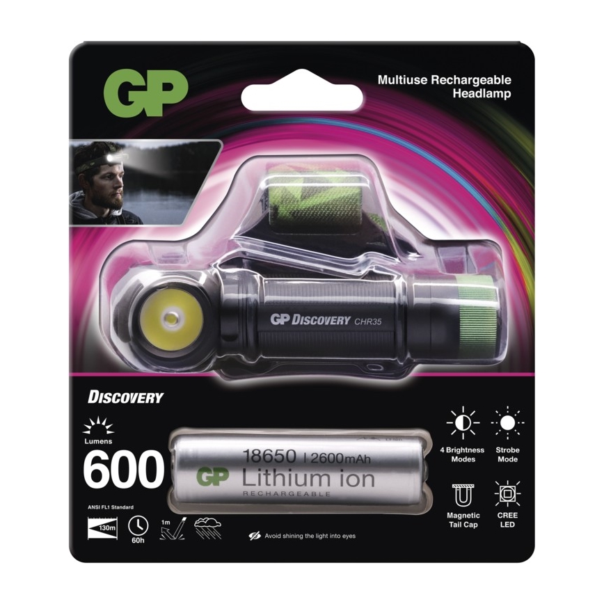 LED čelovka GP DISCOVERY CHR35 LED/3,7V/2600mAh