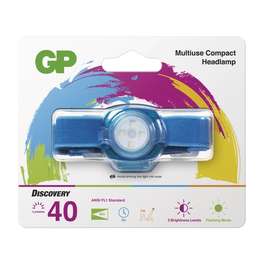 LED Čelovka GP EVERYBODY 4xLED/2×CR2025 modrá