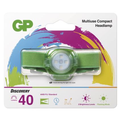 LED Čelovka GP EVERYBODY 4xLED/2×CR2025 zelená