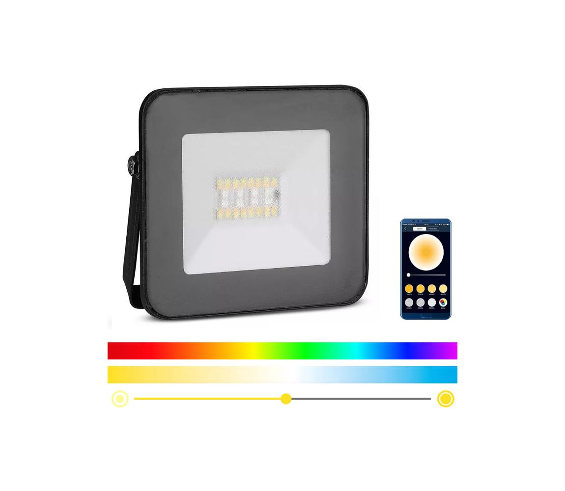 V-Tac LED Chytrý stmívatelný RGB reflektor LED/20W/230V IP65 černá VT0662