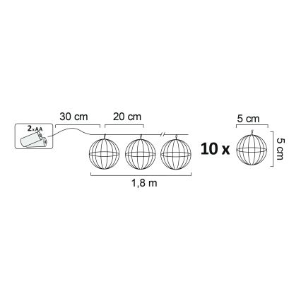 LED Dekorační osvětlení VIIBORG 10xLED/2xAA