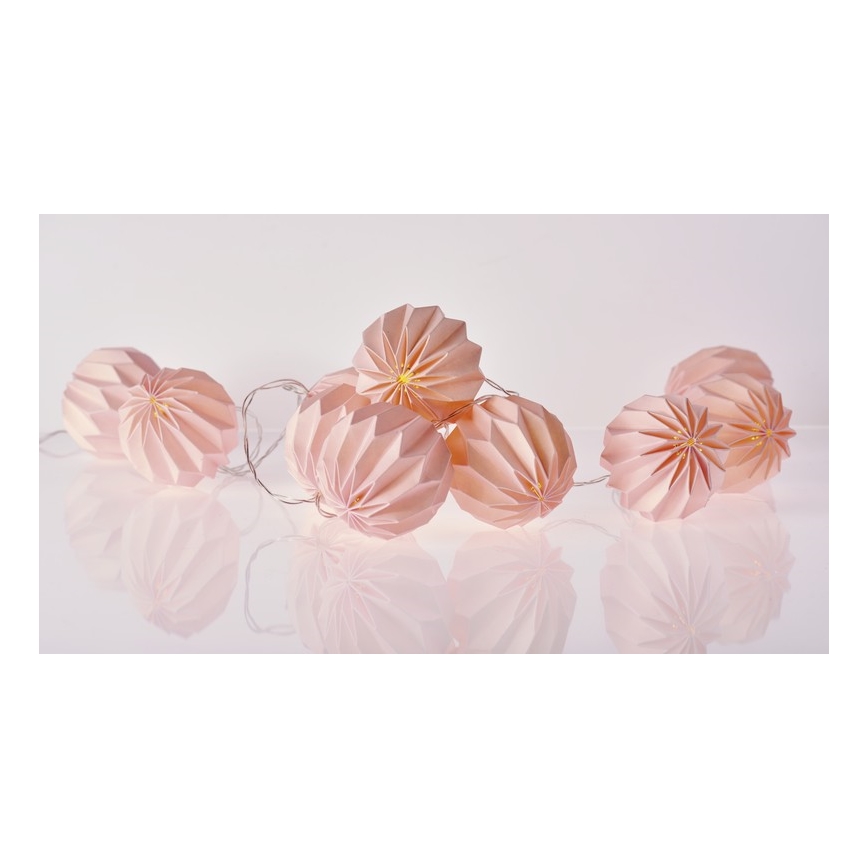 LED Dekorační řetěz GIRLANDA PAPER BALL 10xLED/0,6W/3V 1,35 m