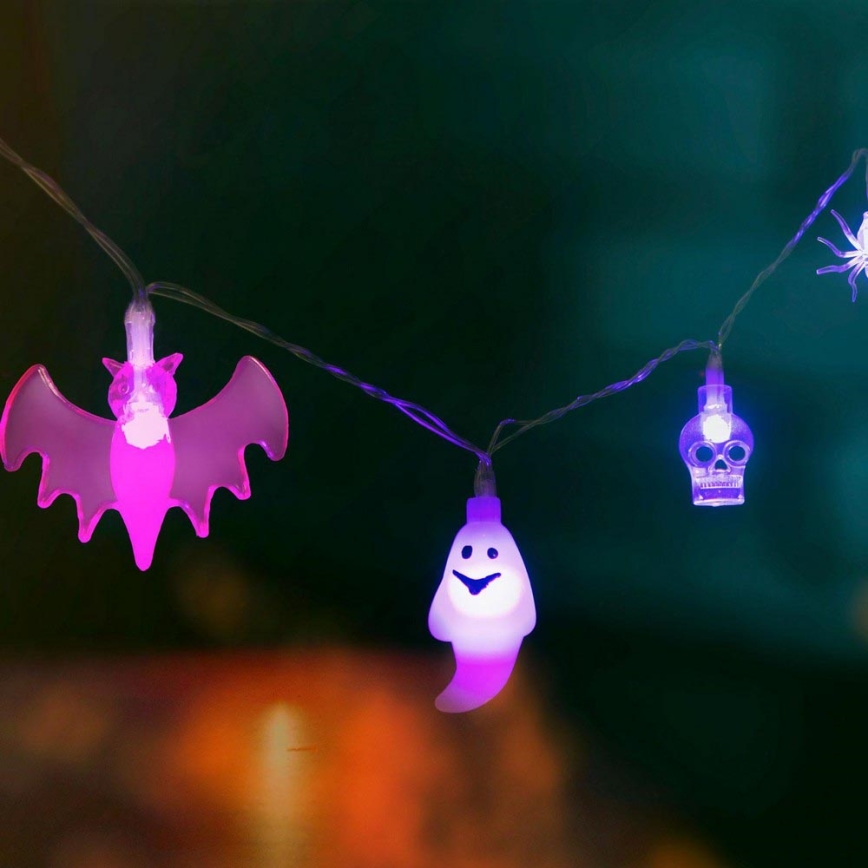 LED Dekorační řetěz HALLOWEEN 10xLED/2xAA 1,65m figurky