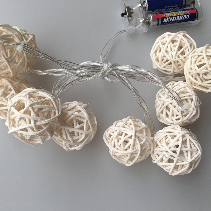 LED Dekorační řetěz RATTAN BALLS LED/2xAA