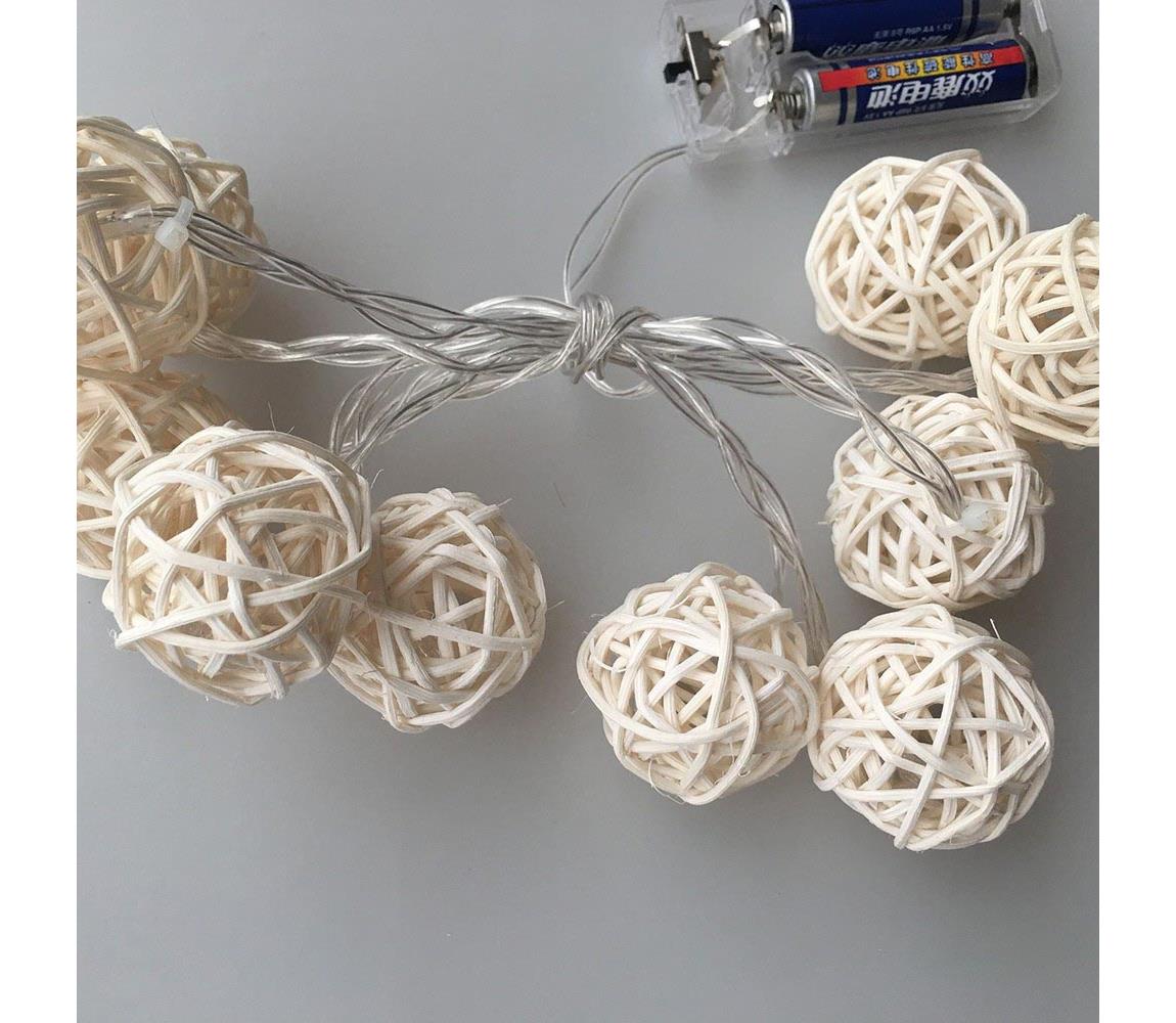 Milagro LED Dekorační řetěz RATTAN BALLS LED/2xAA MI0240
