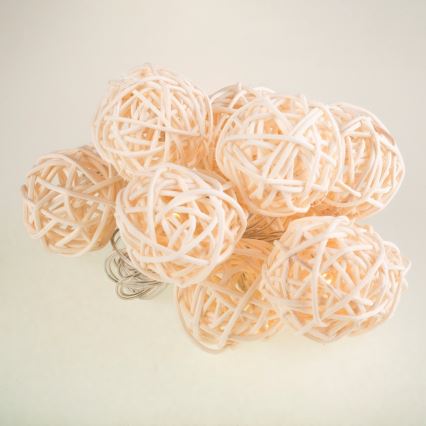 LED Dekorační řetěz RATTAN BALLS LED/2xAA