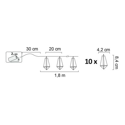LED Dekorační svítidlo ALBORG 10xLED/2xAA