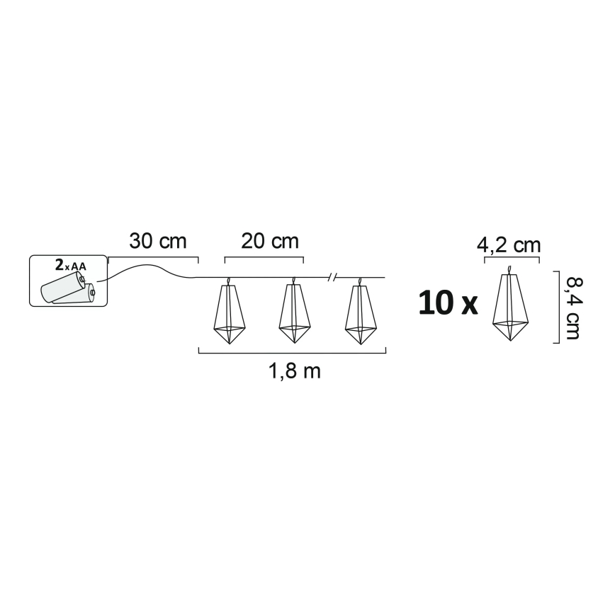 LED Dekorační svítidlo ALBORG 10xLED/2xAA