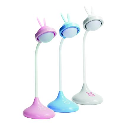 LED Dětská dotyková lampička RABBIT LED/0,4W/5V 3000/6500K modrá + USB