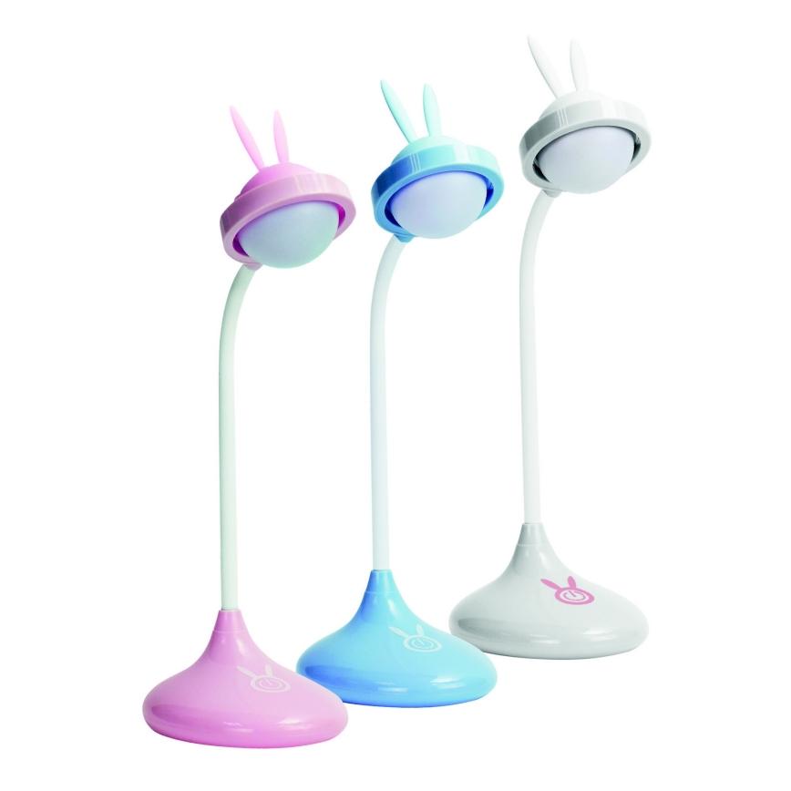 LED Dětská dotyková lampička RABBIT LED/0,4W/5V 3000/6500K modrá + USB