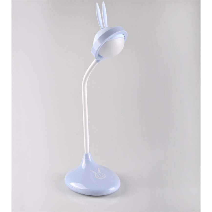 LED Dětská dotyková lampička RABBIT LED/0,4W/5V 3000/6500K modrá + USB