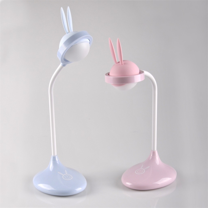 LED Dětská dotyková lampička RABBIT LED/0,4W/5V 3000/6500K modrá + USB