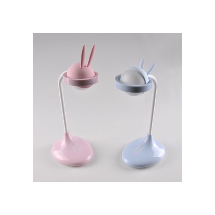 LED Dětská dotyková lampička RABBIT LED/0,4W/5V 3000/6500K modrá + USB