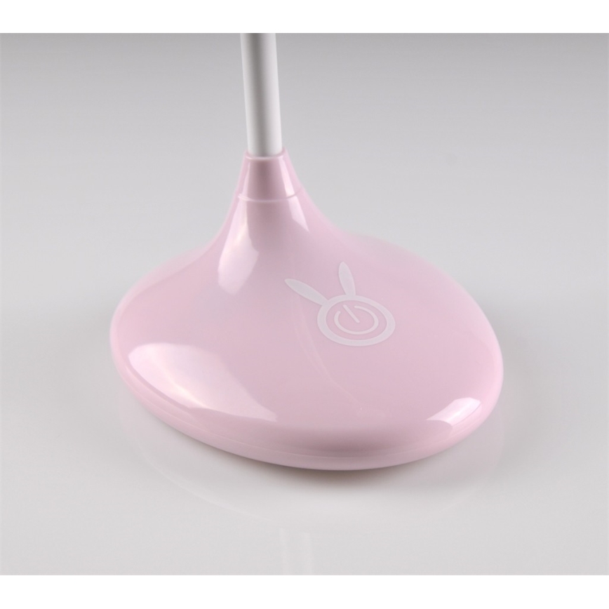 LED Dětská dotyková lampička RABBIT LED/0,4W/5V 3000/6500K růžová + USB