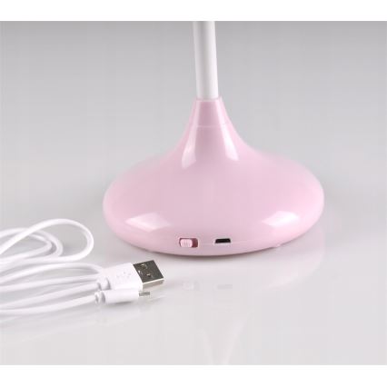 LED Dětská dotyková lampička RABBIT LED/0,4W/5V 3000/6500K růžová + USB