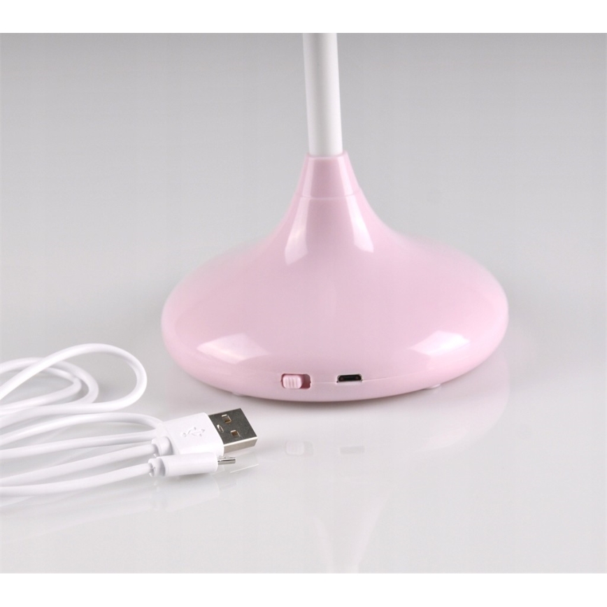LED Dětská dotyková lampička RABBIT LED/0,4W/5V 3000/6500K růžová + USB