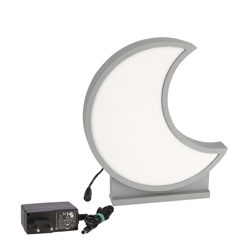 LED Dětská stolní lampa MOON LED/12W/230V šedá