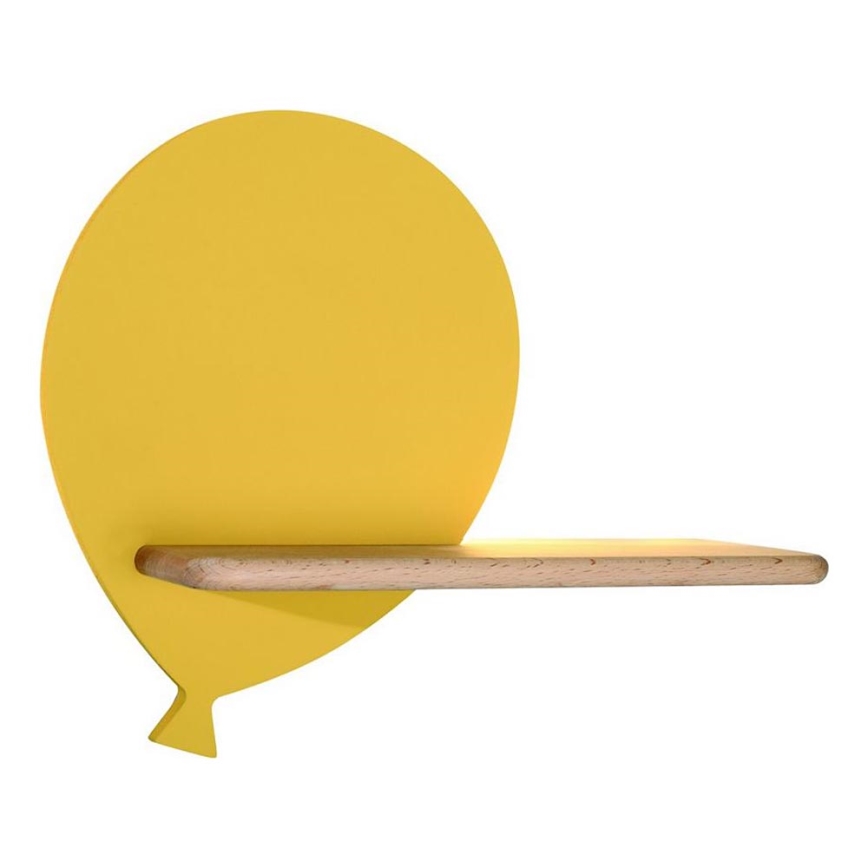 LED Dětské nástěnné svítidlo s poličkou BALLOON LED/4W/230V žlutá/dřevo, 