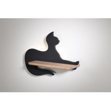 LED Dětské nástěnné svítidlo s poličkou BLACK CAT LED/5W/230V, 