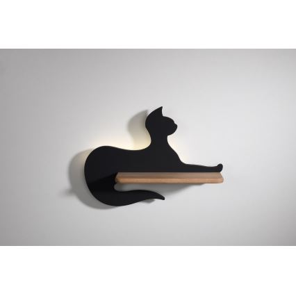 LED Dětské nástěnné svítidlo s poličkou BLACK CAT LED/5W/230V, 