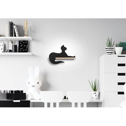 LED Dětské nástěnné svítidlo s poličkou BLACK CAT LED/5W/230V, 