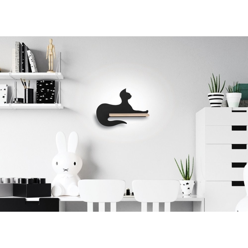LED Dětské nástěnné svítidlo s poličkou BLACK CAT LED/5W/230V, 