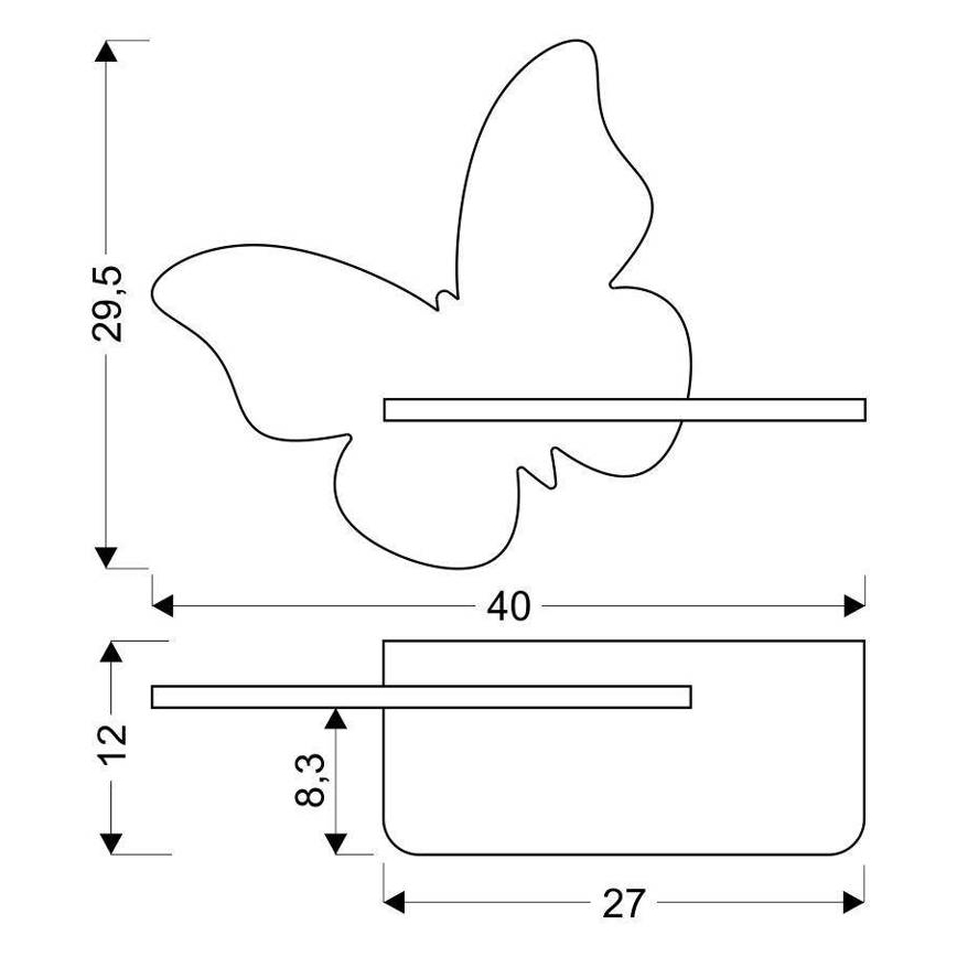 LED Dětské nástěnné svítidlo s poličkou BUTTERFLY LED/5W/230V růžová/dřevo, 