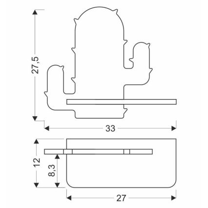 LED Dětské nástěnné svítidlo s poličkou CACTUS LED/4W/230V zelená/dřevo, FSC certifikováno