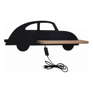 LED Dětské nástěnné svítidlo s poličkou CAR LED/5W/230V černá/dřevo,