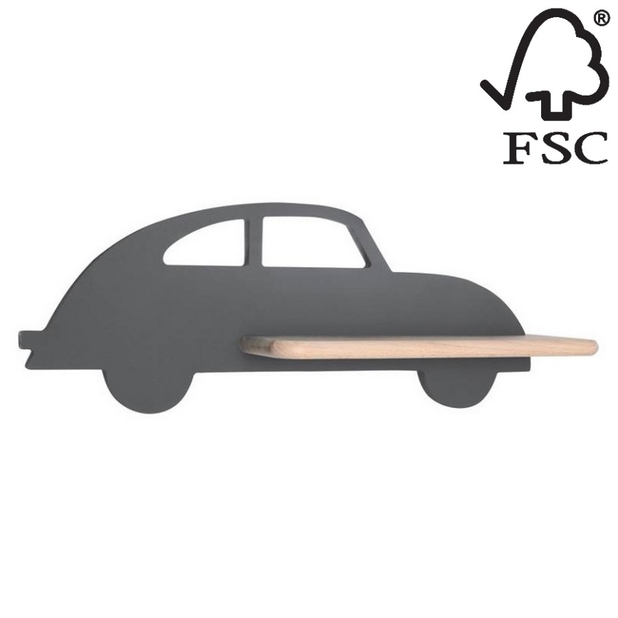 LED Dětské nástěnné svítidlo s poličkou CAR LED/5W/230V šedá/dřevo, 