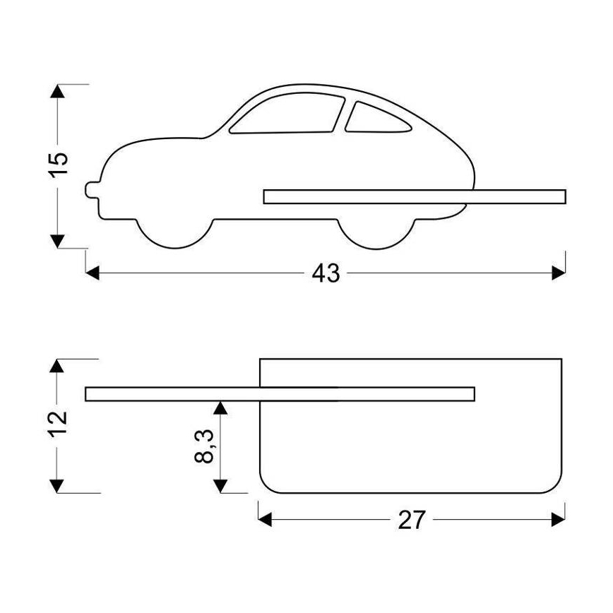 LED Dětské nástěnné svítidlo s poličkou CAR LED/5W/230V zelená/dřevo, 