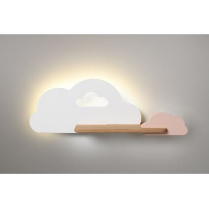 LED Dětské nástěnné svítidlo s poličkou CLOUD LED/5W/230V bílá/růžová, 