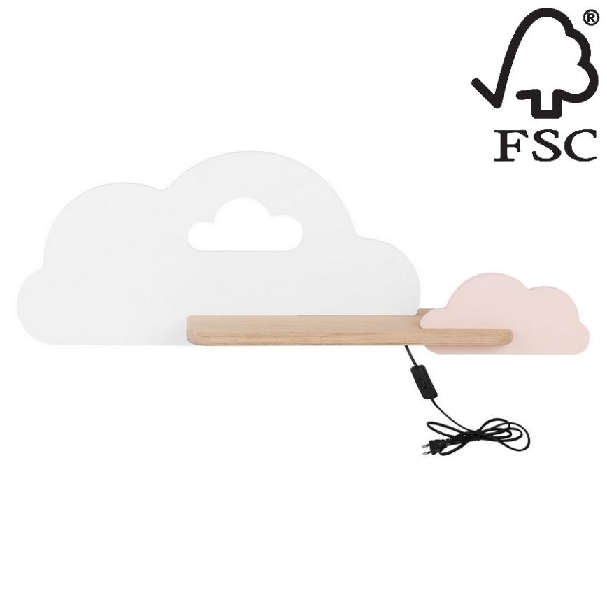 LED Dětské nástěnné svítidlo s poličkou CLOUD LED/5W/230V bílá/růžová, 