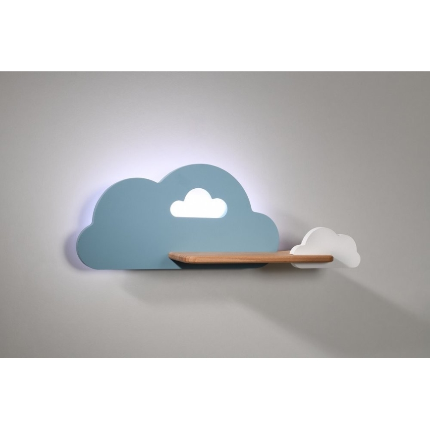 LED Dětské nástěnné svítidlo s poličkou CLOUD LED/5W/230V modrá/bílá, 