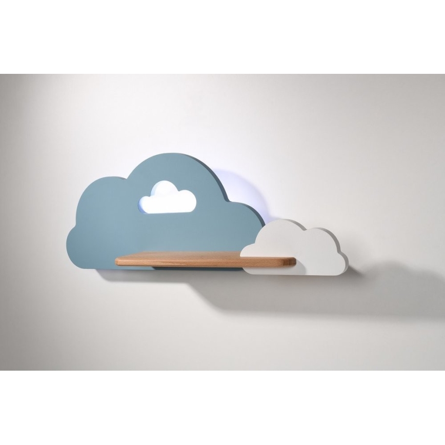 LED Dětské nástěnné svítidlo s poličkou CLOUD LED/5W/230V modrá/bílá, 