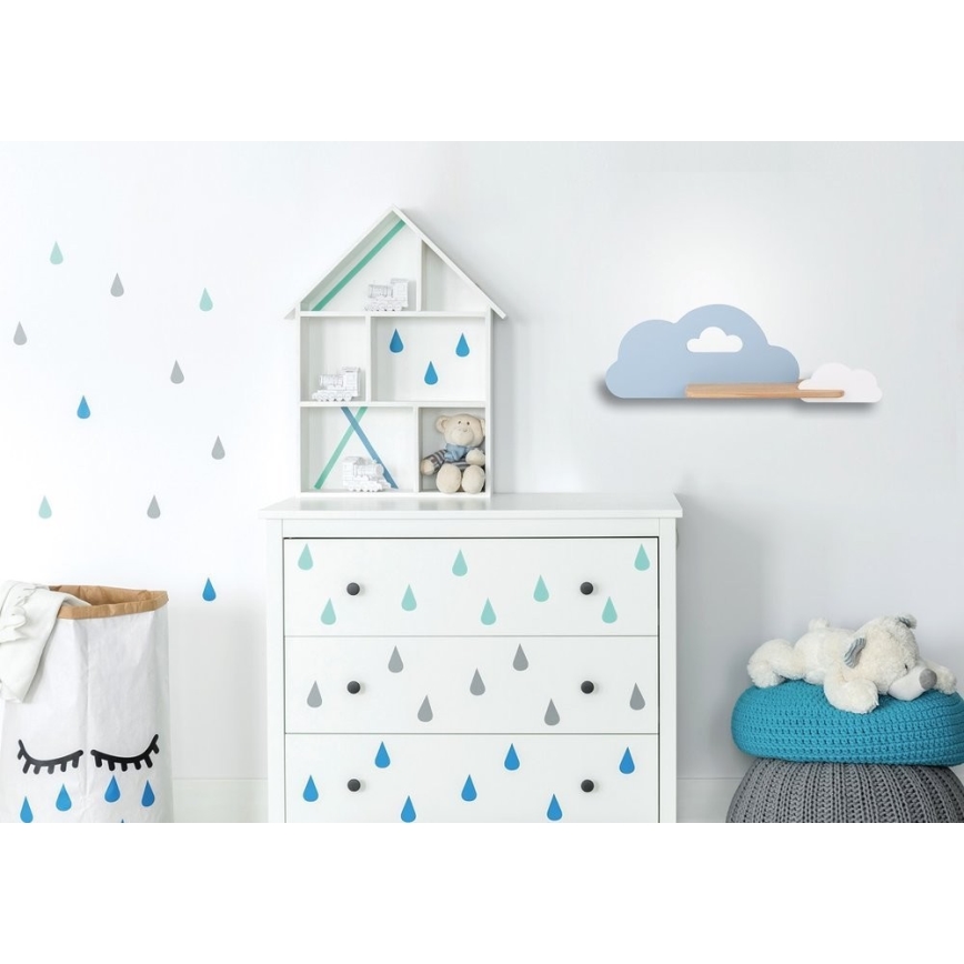 LED Dětské nástěnné svítidlo s poličkou CLOUD LED/5W/230V modrá/bílá, 