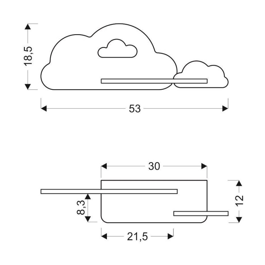 LED Dětské nástěnné svítidlo s poličkou CLOUD LED/5W/230V modrá/bílá, 