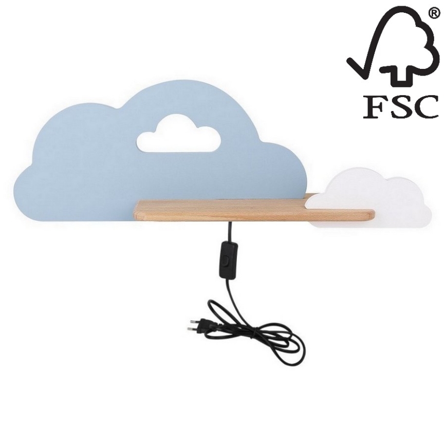 LED Dětské nástěnné svítidlo s poličkou CLOUD LED/5W/230V modrá/bílá, 