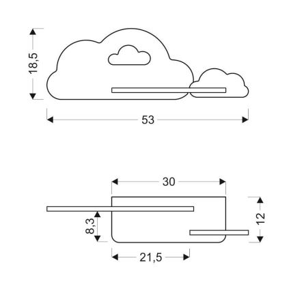 LED Dětské nástěnné svítidlo s poličkou CLOUD LED/5W/230V modrá, FSC certifikováno