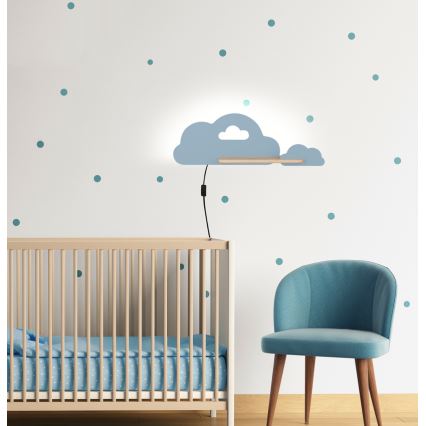 LED Dětské nástěnné svítidlo s poličkou CLOUD LED/5W/230V modrá, 