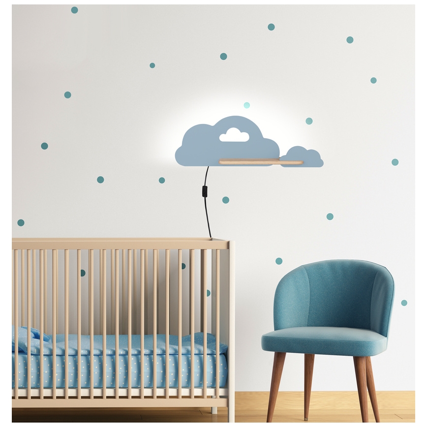 LED Dětské nástěnné svítidlo s poličkou CLOUD LED/5W/230V modrá, 
